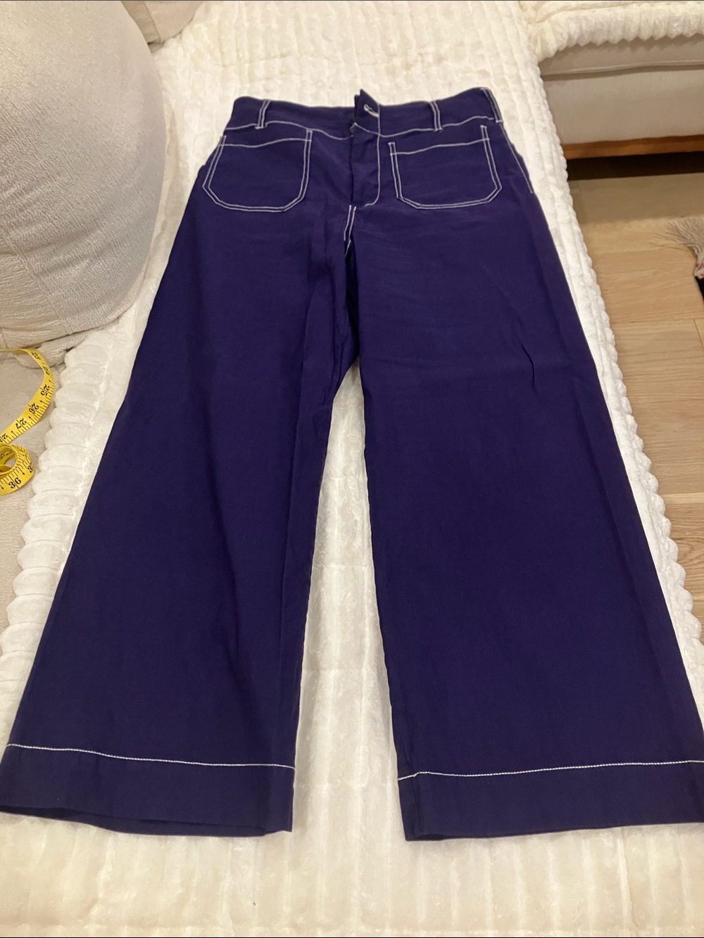 Anthropologie Colette Crop Wide-Leg Pants by Maeve: Contrast-Stitch Edition